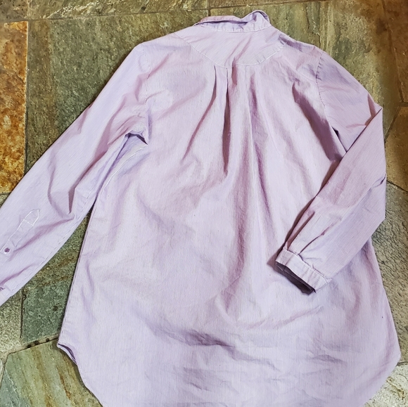 Signature by Larry Lavine Womens Pleated Blouse Shirt SZ M Stripe - Picture 4 of 5